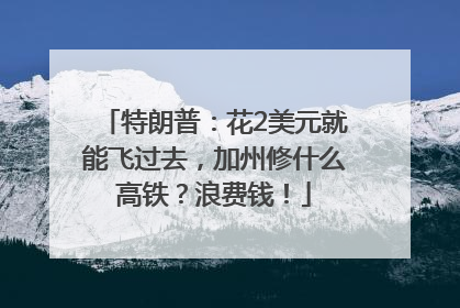 特朗普：花2美元就能飞过去，加州修什么高铁？浪费钱！